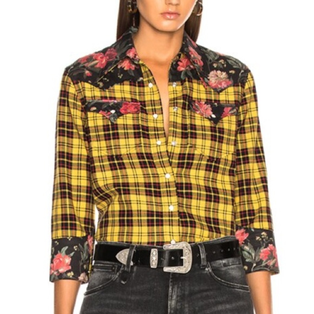 R13 Cowboy Shirt with Liberty of London floral print and plaid